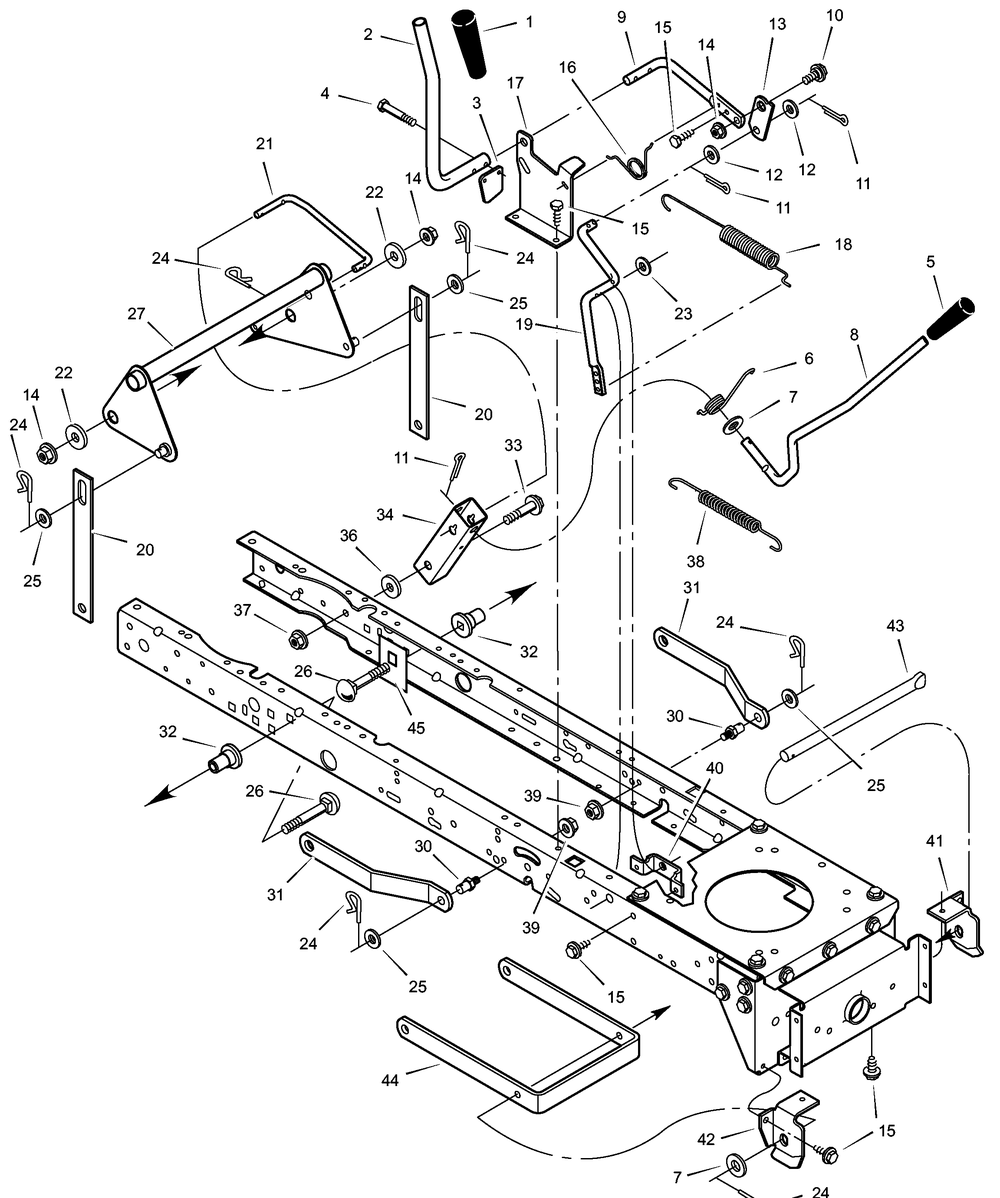 Mower Housing Suspension Diagram and Parts List for 405000X8A 2003 Briggs and Stratton Lawn Tractor